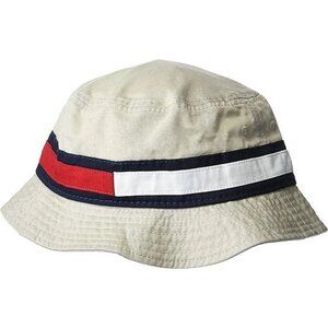 Tommy Hilfiger Unisex Stone Beige Flag Logo Outdoor Bucket Hat Cap OS